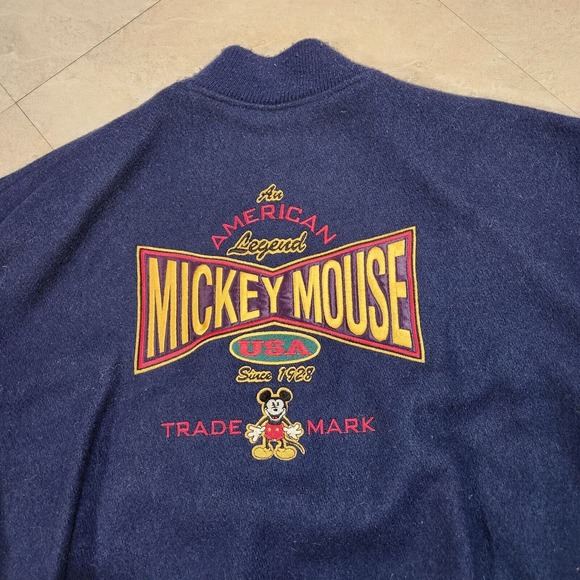 VTG Walt Disney Mens L Large Mickey Mouse Wool Varsity Bomber Jacket USA Made - Picture 4 of 12